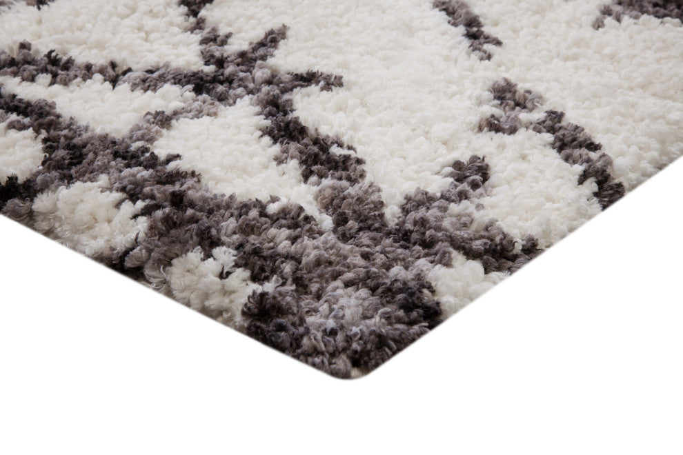Oasis Juno White and Dark Gray Polyester Area Rug