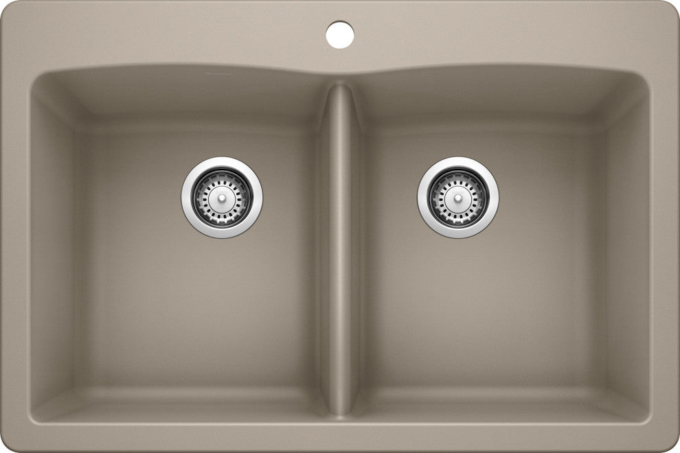 Blanco 441285 Diamond Silgranit Dual Mount Equal Double-Bowl Sink (Truffle)
