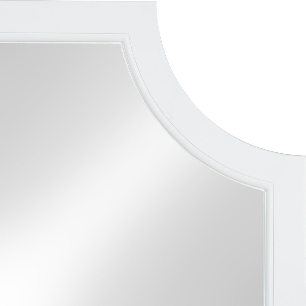 Kate and Laurel, Hogan Wood Framed Mirror With Scallop Corners, 24 x 36", White