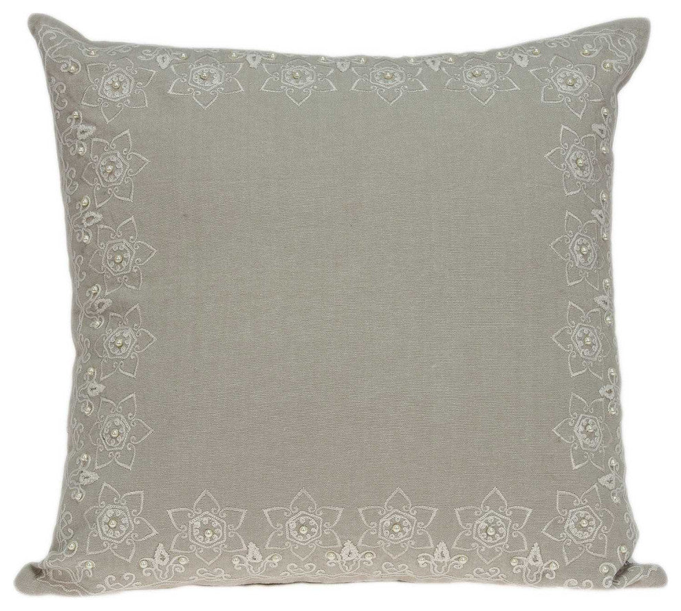 20" X 0.5" X 20" Elegant Transitional Beige Accent Pillow Cover