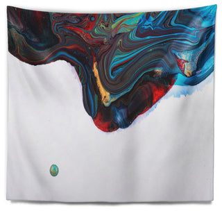 Multi Color Abstract Acrylic Paint Mix Abstract Wall Tapestry, 92"x78"