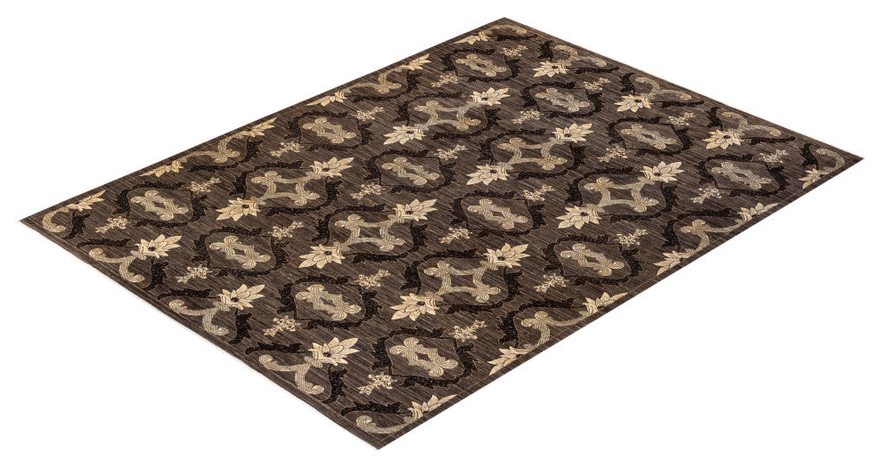 Eclectic, One-of-a-Kind Hand-Knotted Area Rug Brown, 9'1"x12'3"