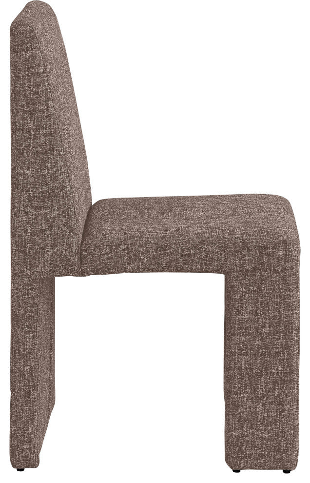 Benson Upholstered Dining Chair, Brown, Linen Texured Fabric