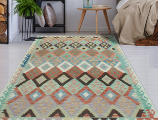 Sun Faded Flatweave Nazhin Rust/Ivory Rug, 5'0x6'8