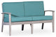 DTY Outdoor Living Longs Peak Eucalyptus Loveseat w/ Cushion, Silver Gray, Sage