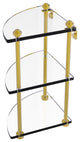 Southbeach Three Tier Corner Glass Shelf, Polished Brass