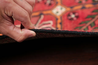 Consigned, Handmade Hamedan Wool Persian Oriental Area Rug, Red, 4'11"X3'4"