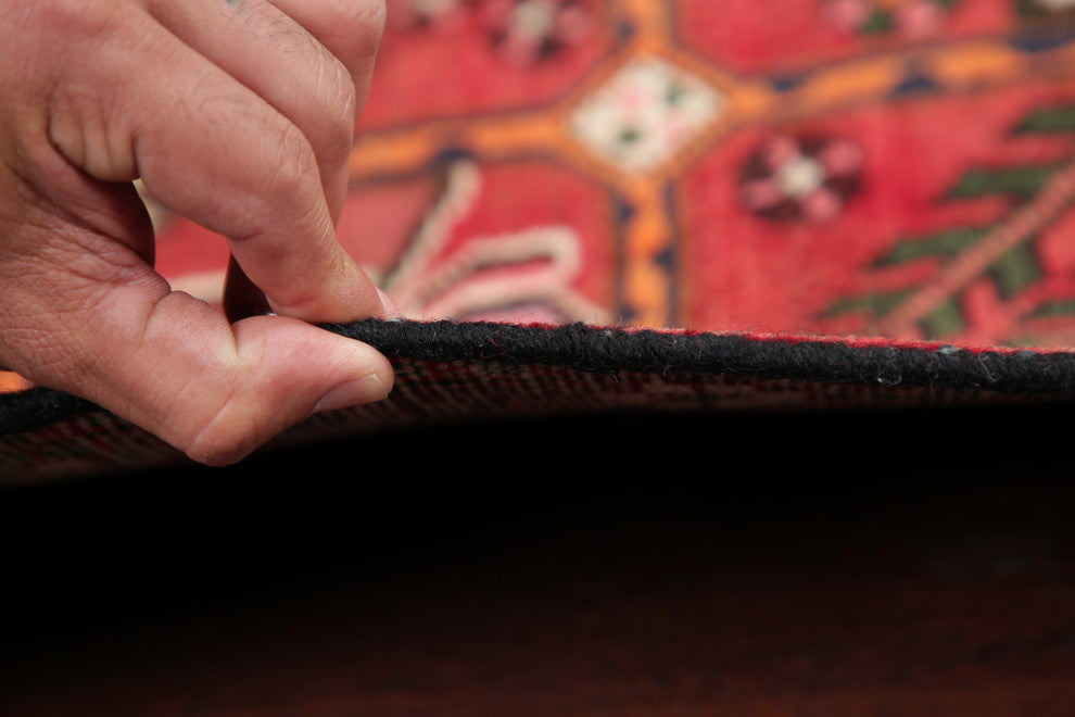 Consigned, Handmade Hamedan Wool Persian Oriental Area Rug, Red, 4'11"X3'4"