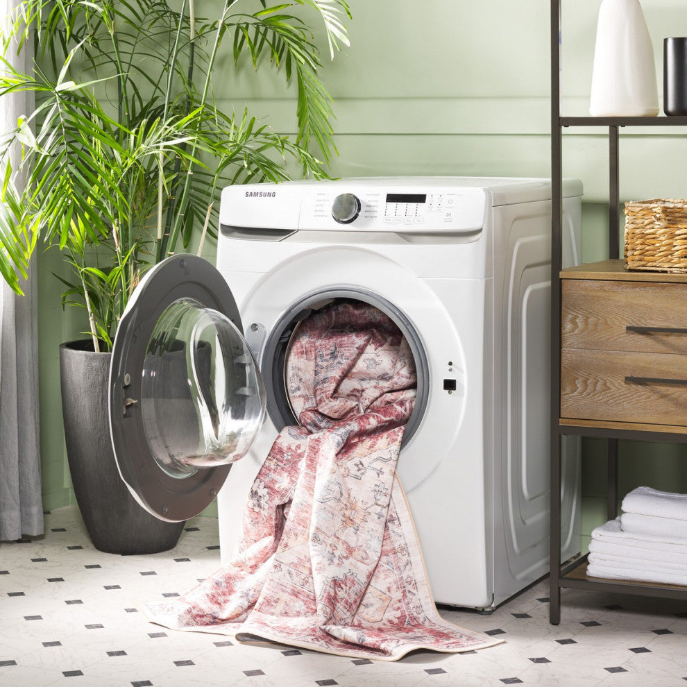 Safavieh Arizona Machine-Washable Collection ARZ517 Rug, Light Red/Beige, 5'x8'