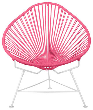 Junior Indoor/Outdoor Handmade Acapulco Chair, Pink Weave, White Frame