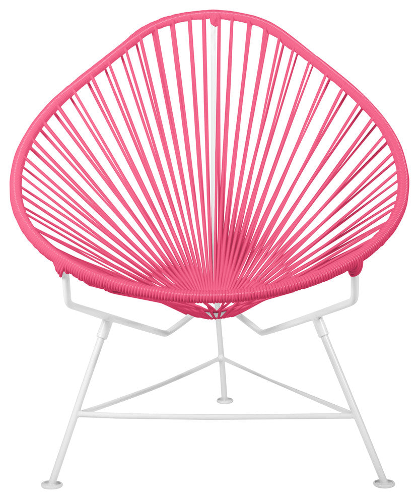 Junior Indoor/Outdoor Handmade Acapulco Chair, Pink Weave, White Frame
