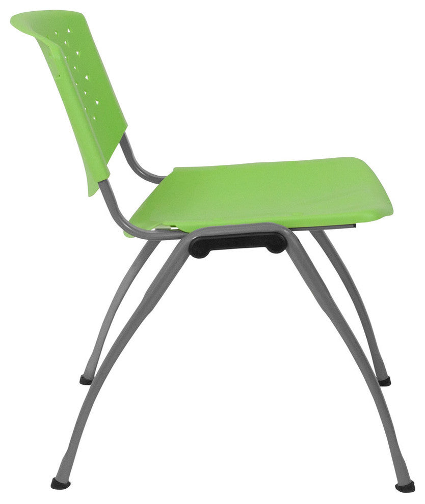 Hercules Series 880 lb. Capacity Green Plastic Stack Chair With Titanium Frame