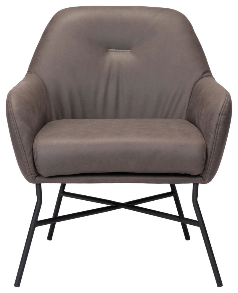 Accent Chair, Steel Metal, Vintage Brown, Black, Lounge Cafe Lobby Hospitality