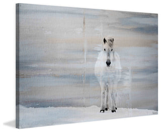 "White Horse Forward" Painting Print on Wrapped Canvas, 45"x30"