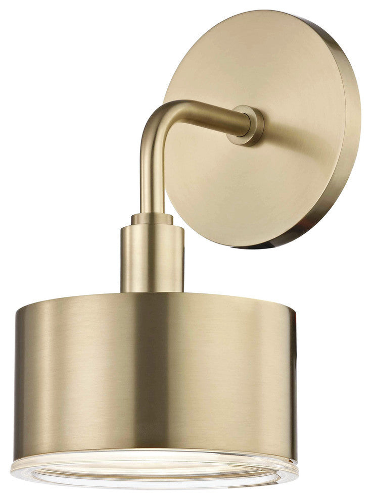 Nora LED Wall Sconce - Aged Brass Finish - Clear Glass