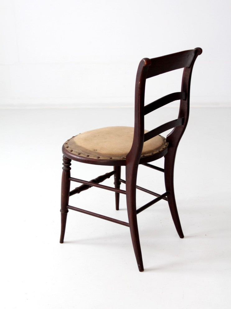 Consigned, Antique Wood Chair with Upholstered Seat