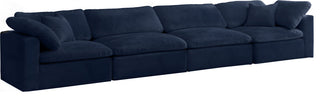 Cozy Velvet Upholstered Comfort 4-Piece Modular Sofa, Navy