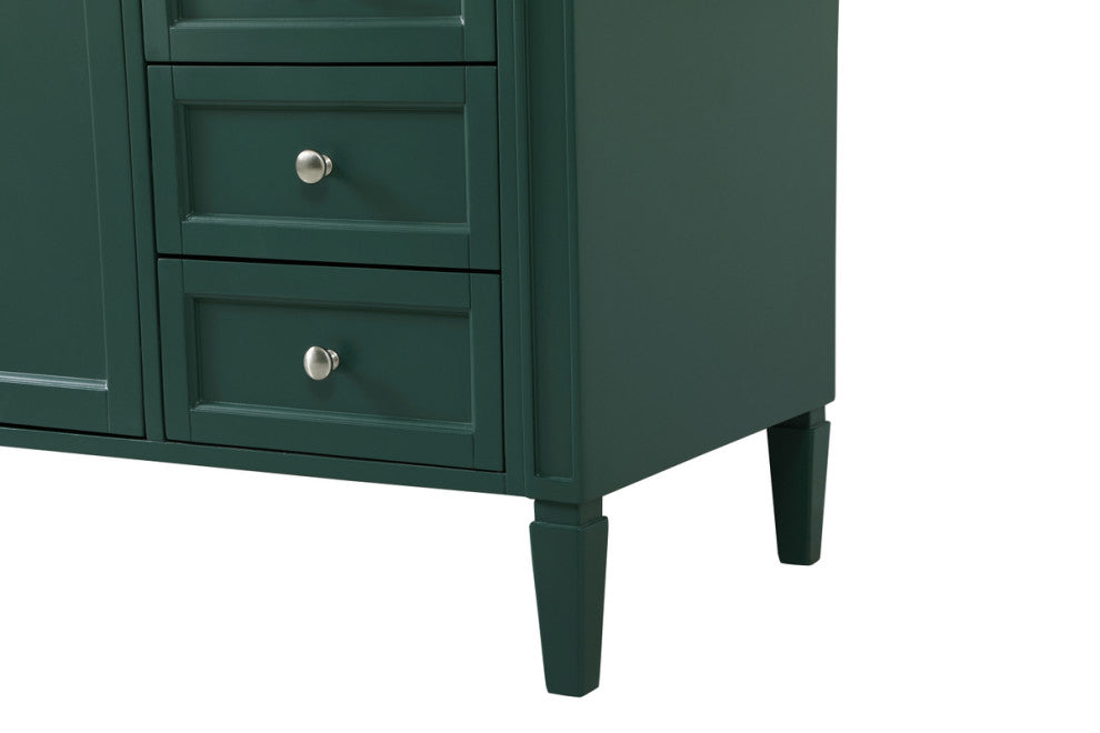 Home Living Vanity with Carrara White Marble Countertop, Green, 60", Single Sink
