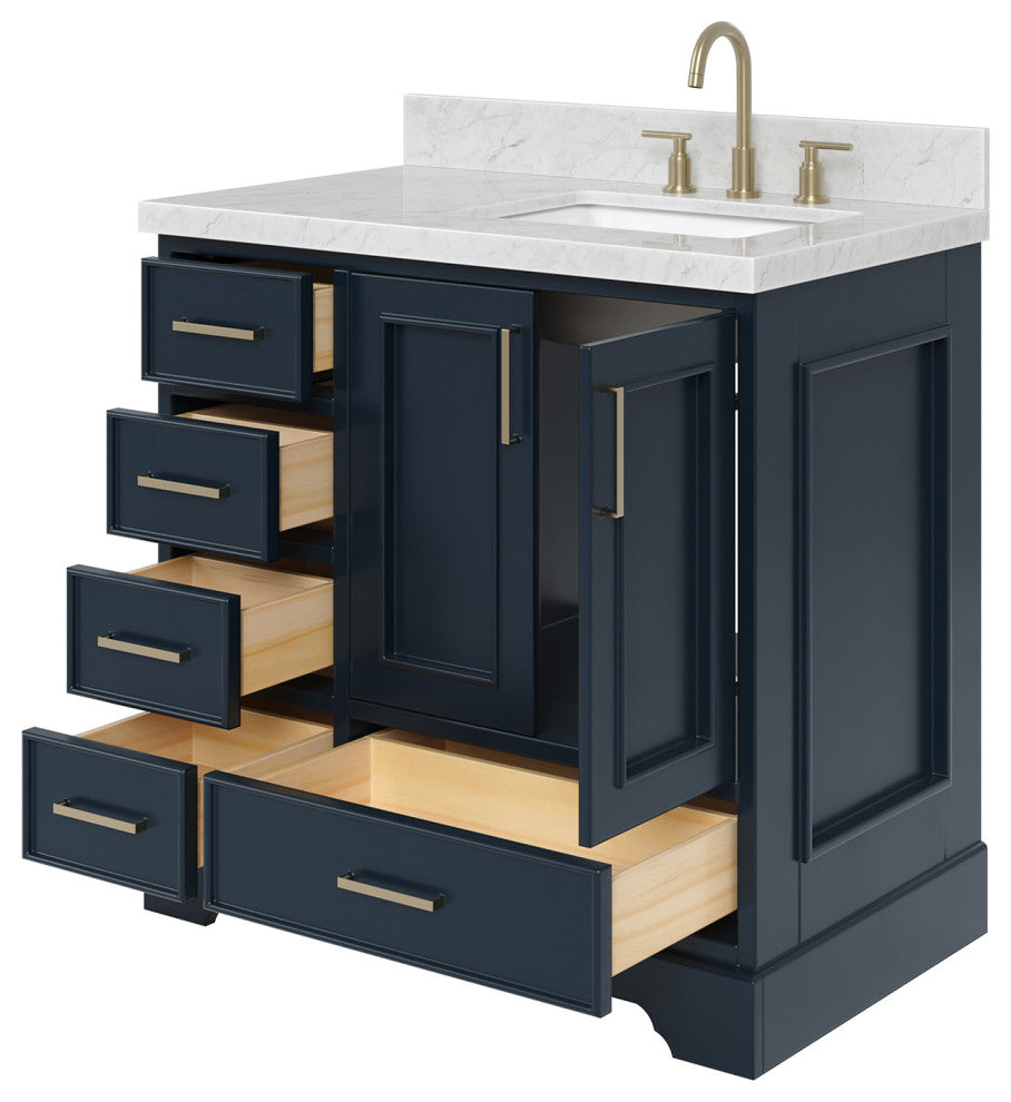 Ariel Stafford 37" Single Right Offset Rectangle Sink Bathroom Vanity
