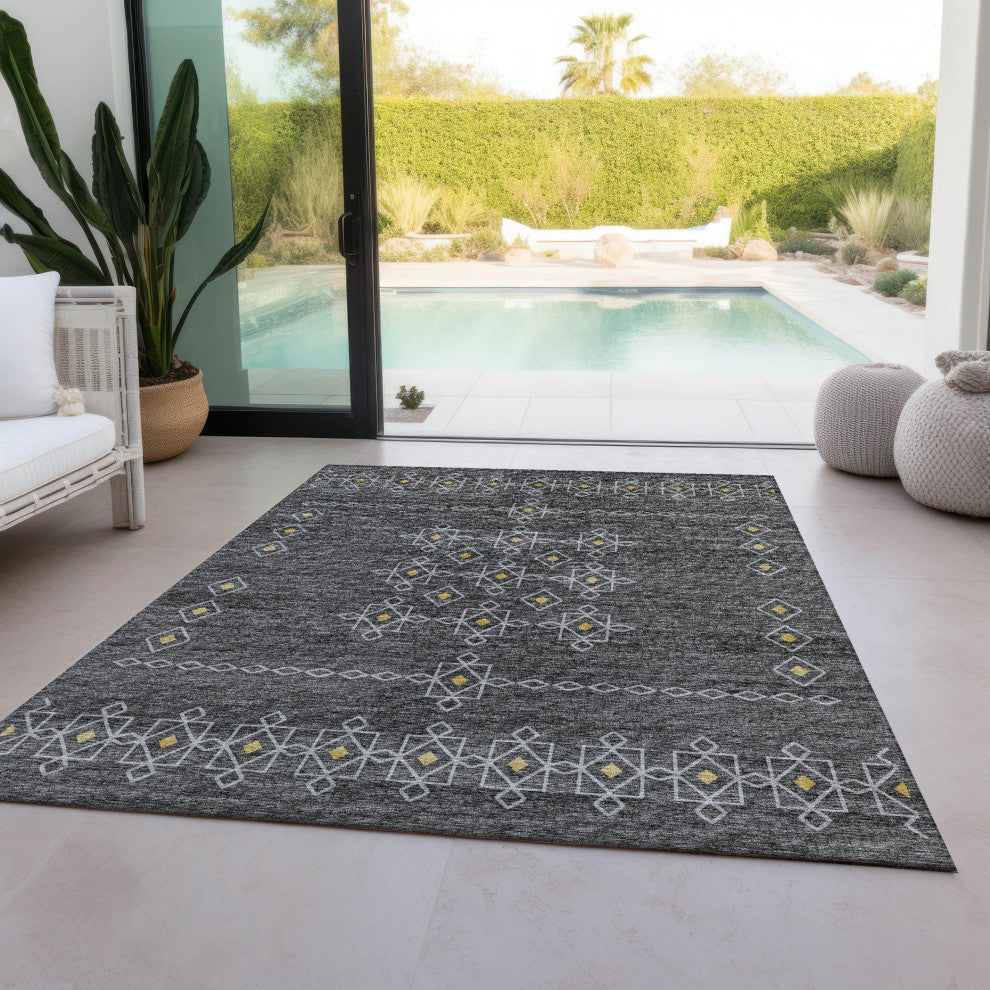 Indoor/Outdoor Sedona SN3 Charcoal Machine Washable 5' x 7'6" Rug