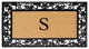 A1HC Floral Border Black 18x30 Rubber and Coir Heavy Duty Monogrammed Doormat, S
