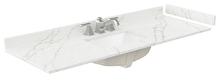 Elan 60" Single Vanity, White, Giotto Quartz Top, 3-Hole, Black Trim