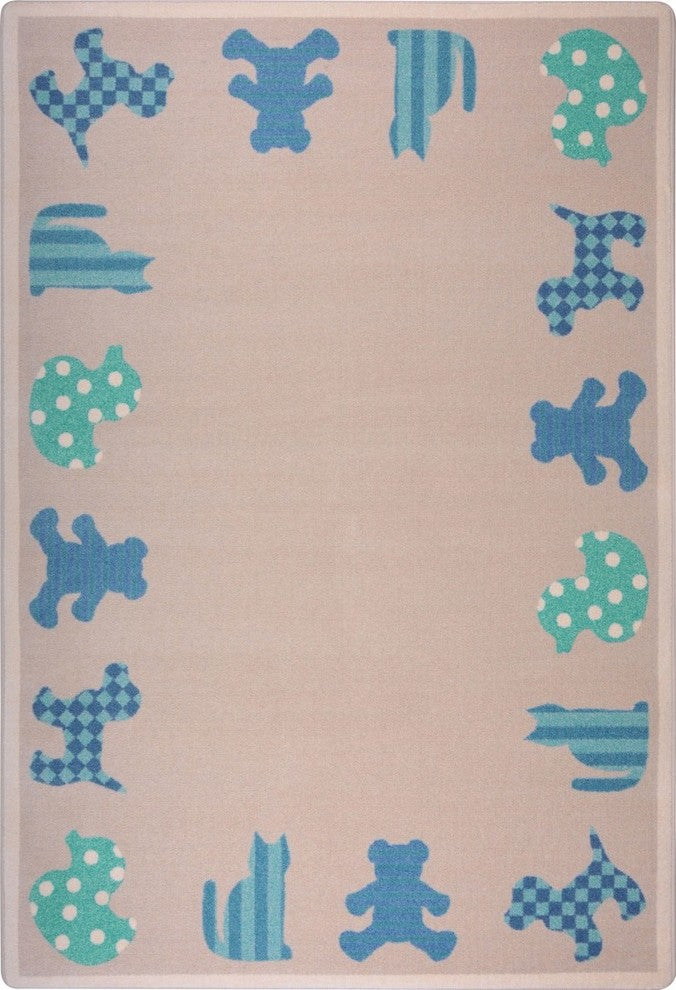 Kid Essentials Rug, Frisky Friends, Blue, 3'10"x5'4"