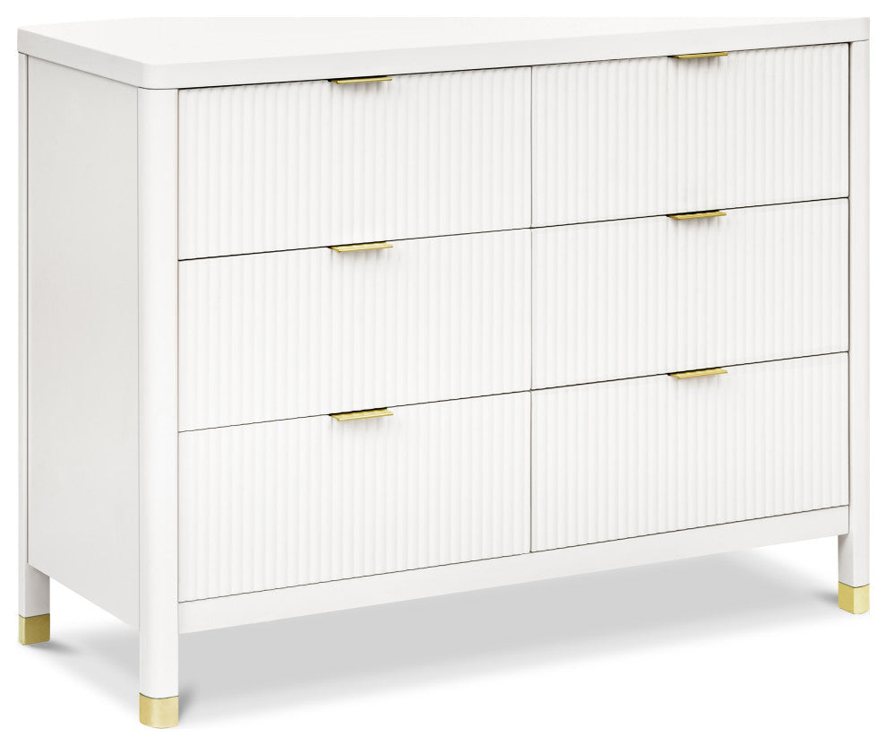 Brimsley Tambour 6-Drawer Assembled Dresser, Warm White