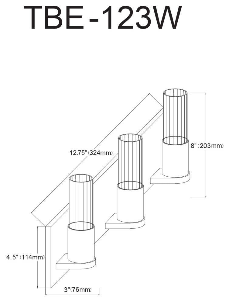 Tube Contemporary 3 Light Polished Chrome Clear Metal Vanity