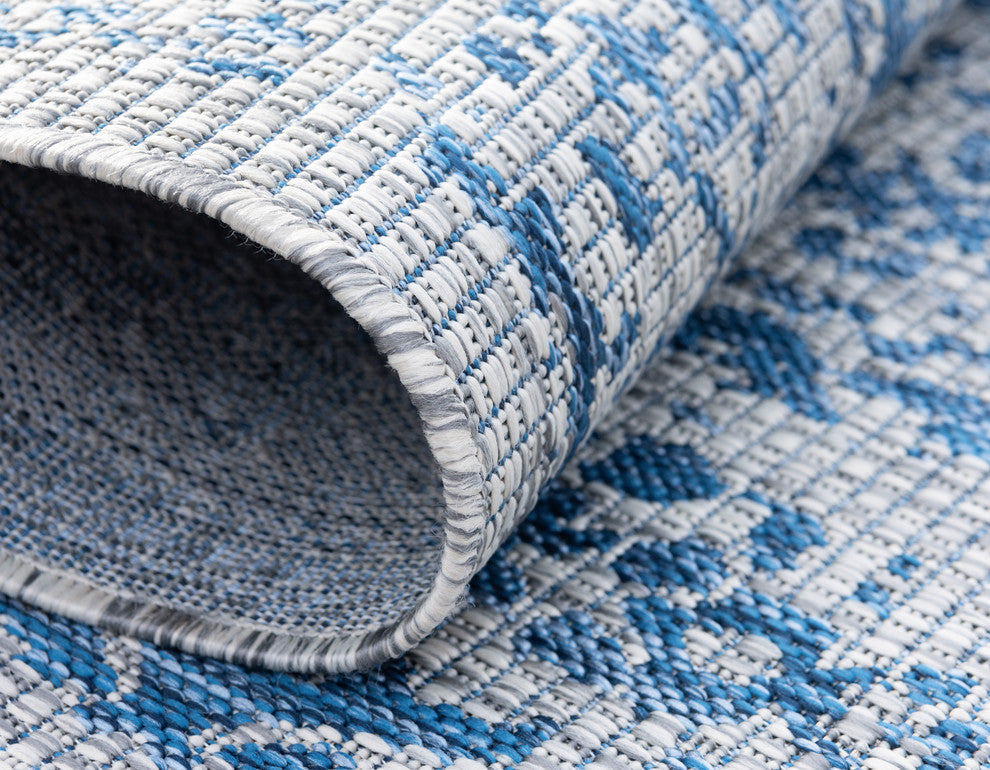 Unique Loom Aqua Blue Timeworn Outdoor Area Rug, Blue, Gray, 6' X 9'