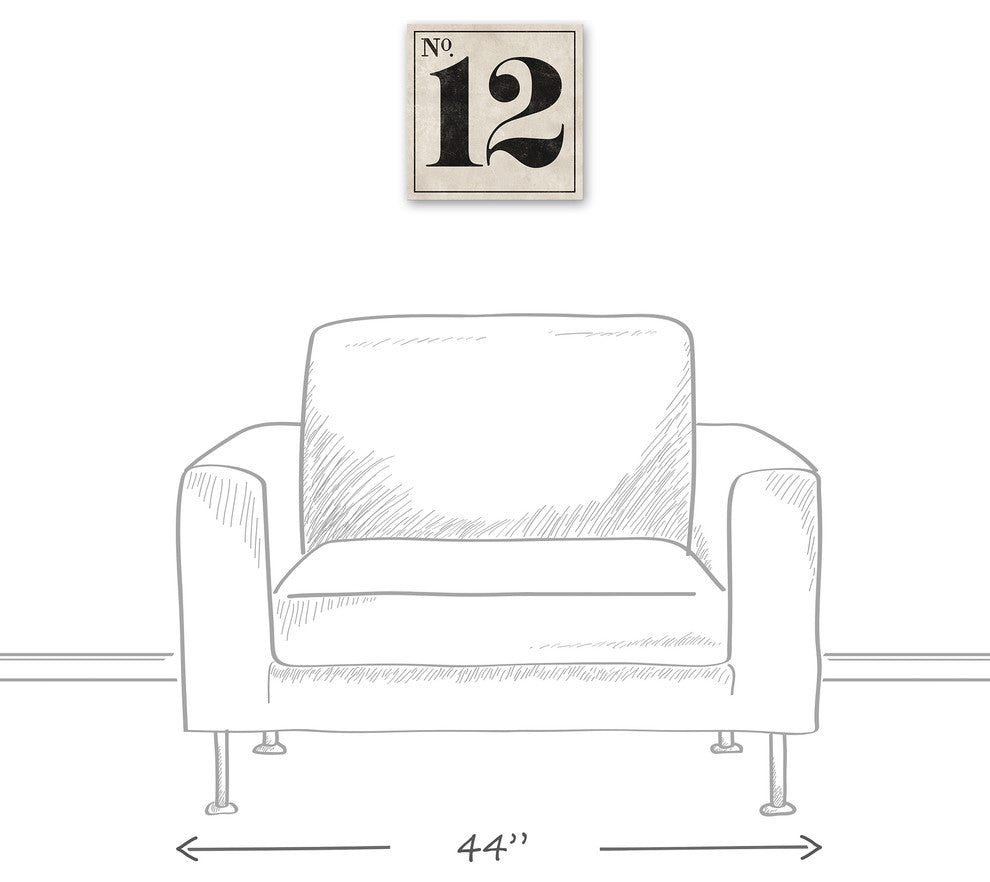 Vintage Number 12 Sign Print on Canvas