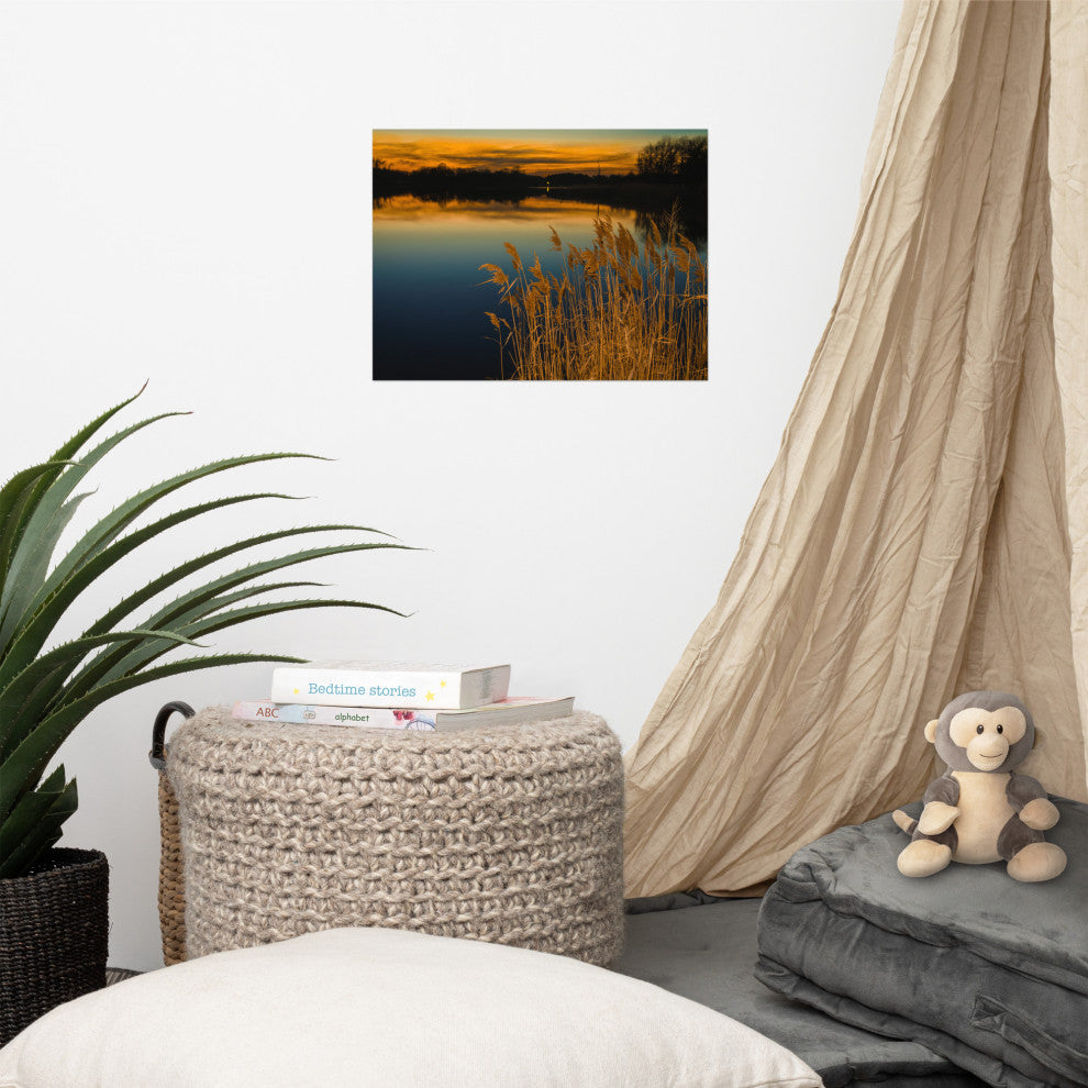 Farmhouse Art Decor: Sunset Reedy Point Landscape Photo Unframed Print, 12" X 16"