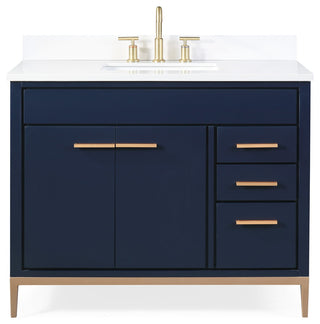 42" Beatrice Modern Brown Bathroom Vanity, Navy Blue