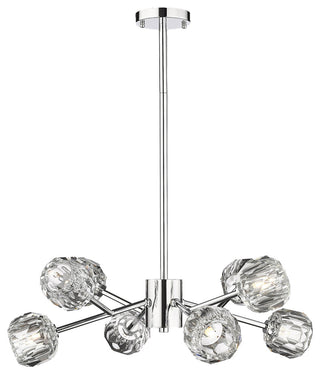 8-Light Chrome Iron Chandelier With Crystal Shades