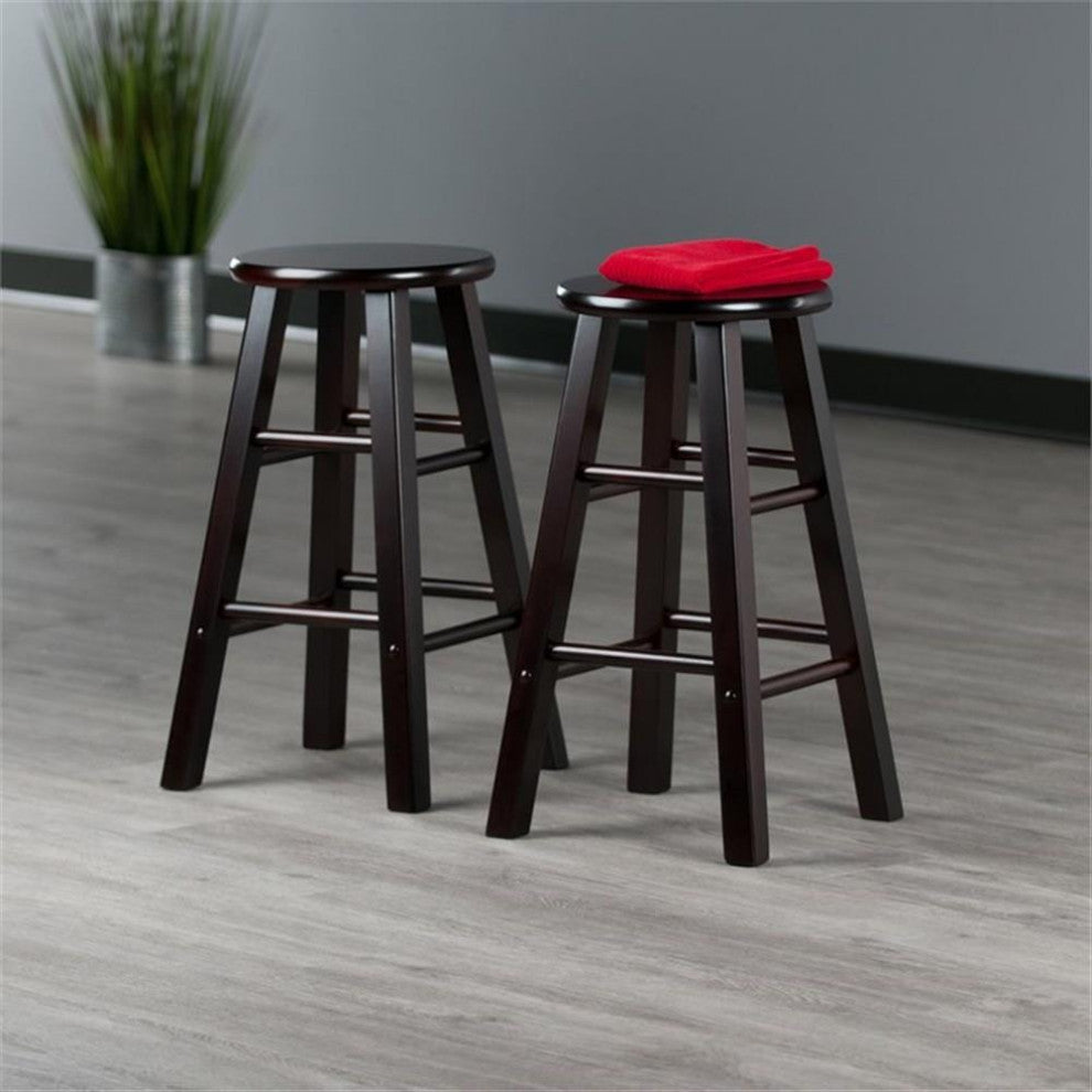 Winsome Element 24" Solid Wood Counter Stool in Espresso (Set of 2)
