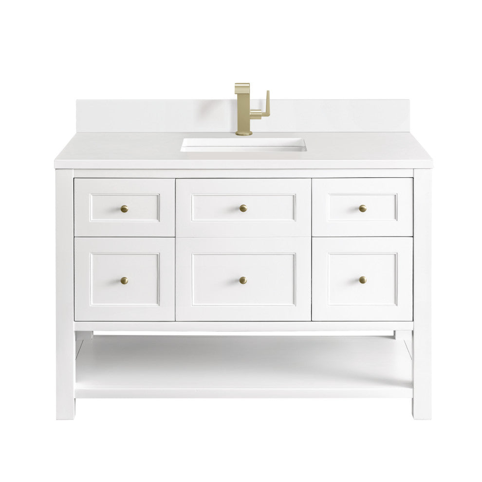 Breckenridge 48" Single Vanity, Bright White, Single Hole White, Backsplash