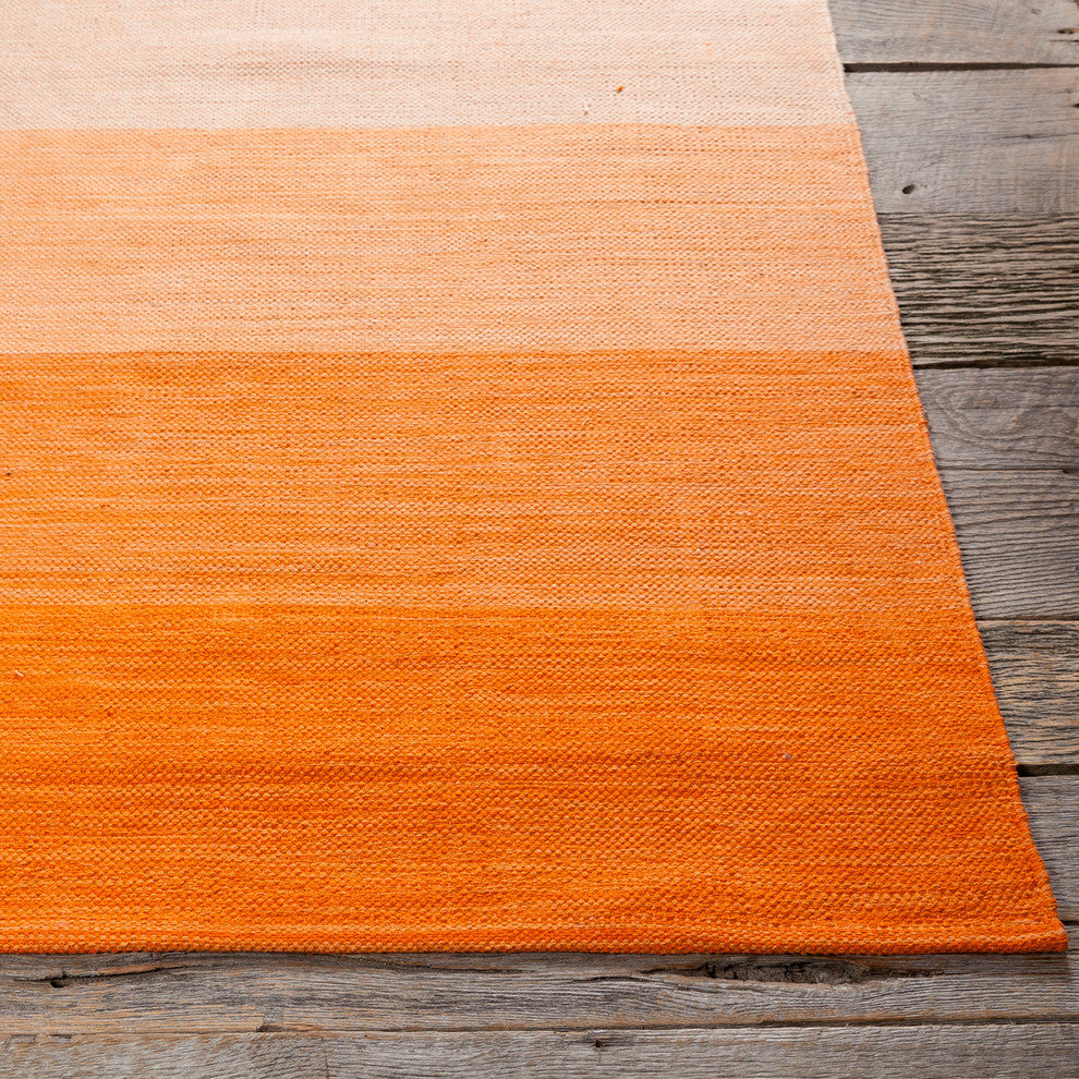 India Contemporary Area Rug, Orange and Cream, 2'x3' Rectangle