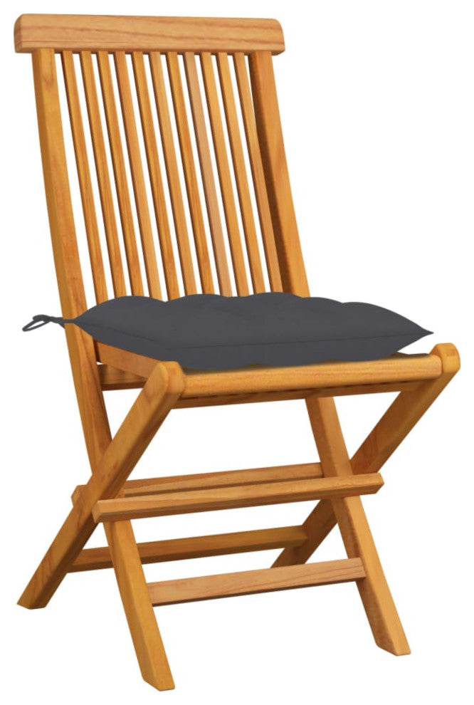 Vidaxl Garden Chairs With Anthracite Cushions 4-Piece Set Solid Teak Wood