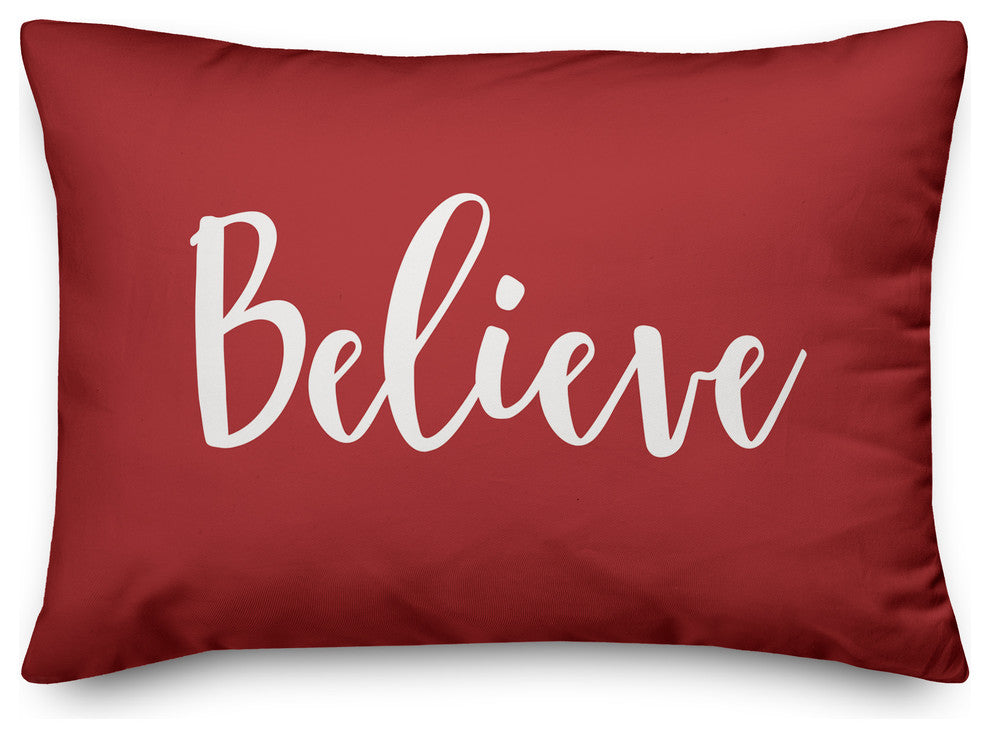Believe, Red 14x20 Lumbar Pillow