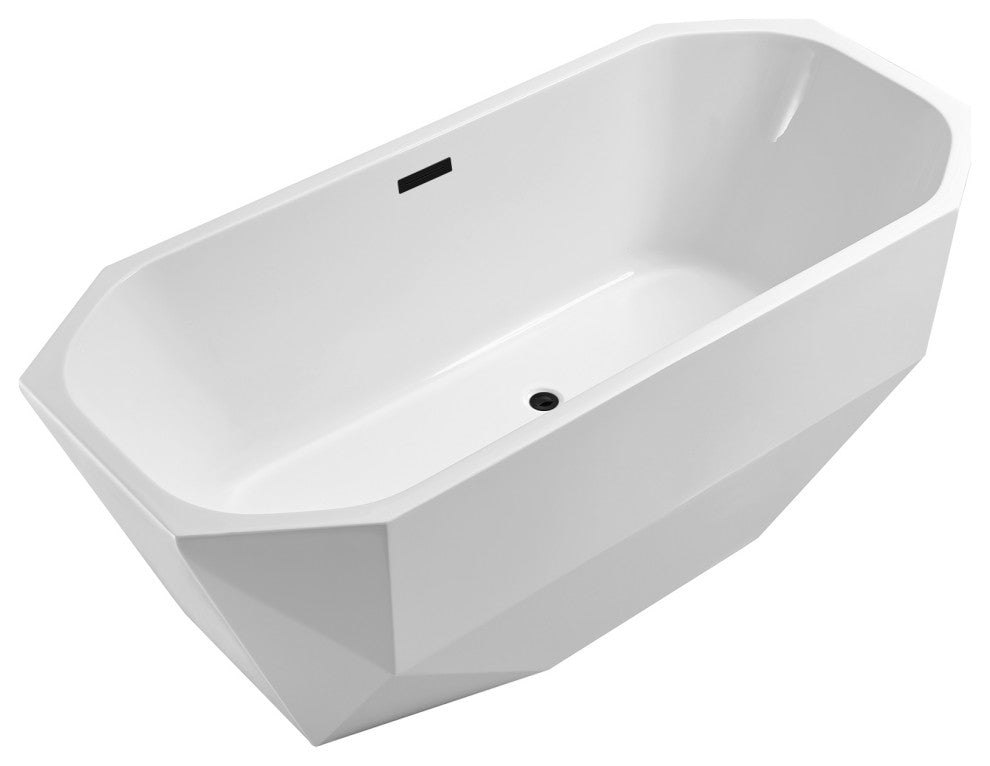 59" Streamline NPT9621BL Freestanding Tub With Internal Drain
