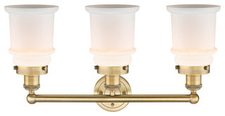 Canton 3-Light 24" Bath Vanity Light, Brushed Brass Finish, Matte White Shade