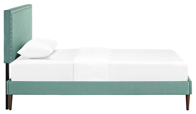Modway Phoebe Twin Fabric Platform Bed With Round Tapered Legs, Laguna