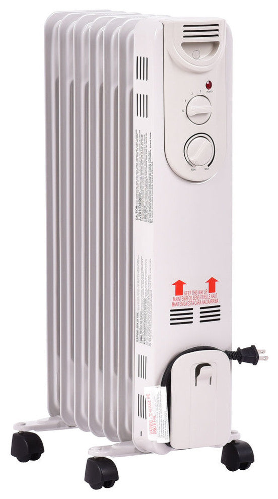 Costway 1500W Electric Oil Filled Radiator Space Heater 5-Fin Thermostat Room