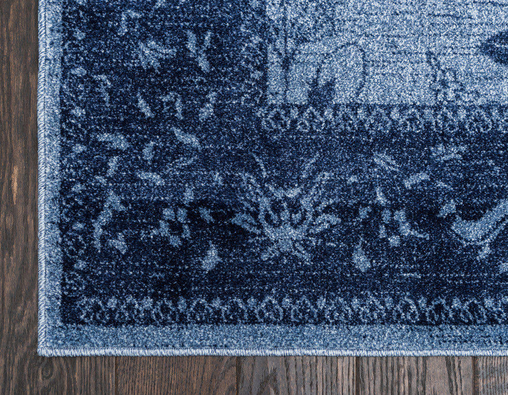 Unique Loom Blue La Jolla Floral 7'x10' Area Rug