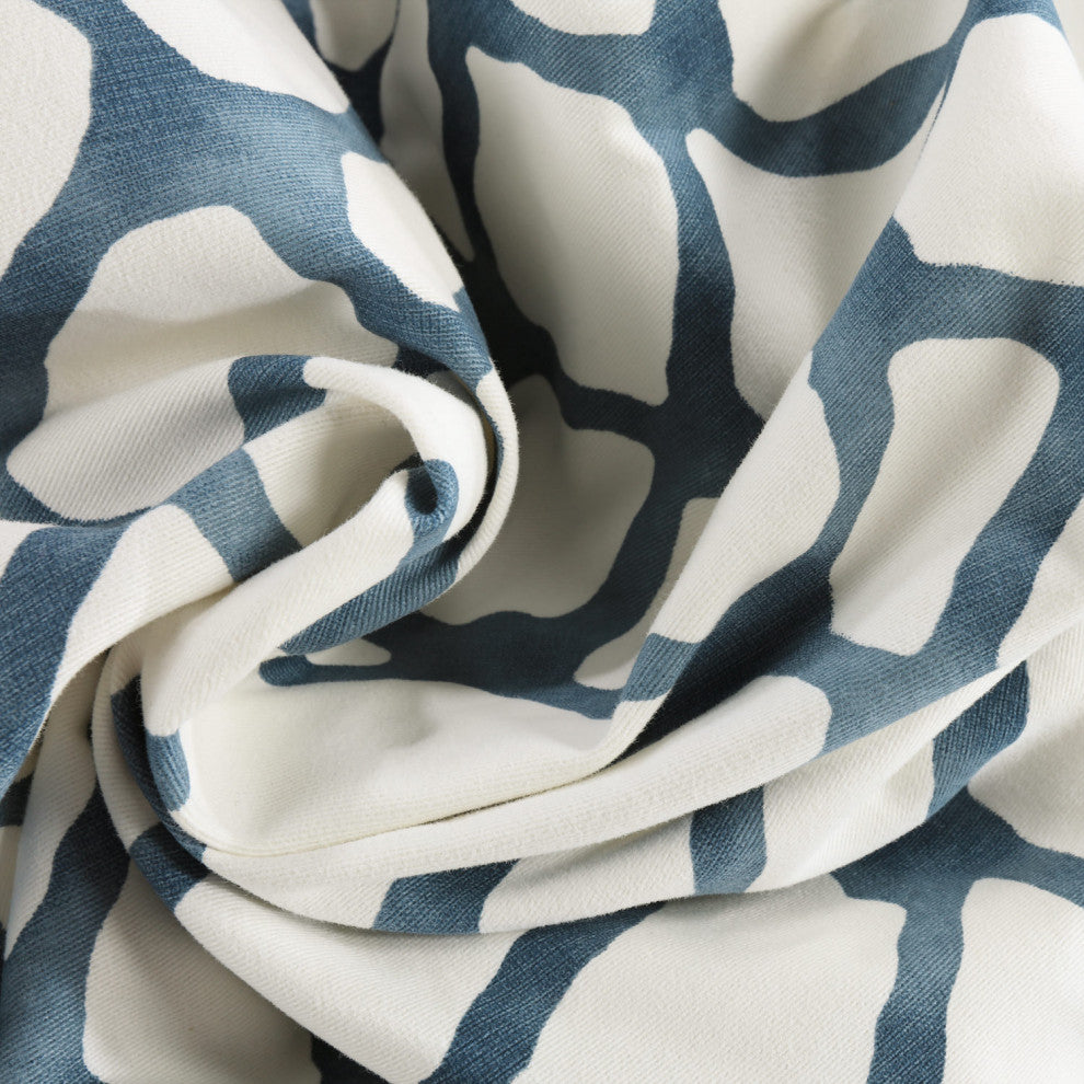 Ellis Printed Cotton Twill Curtain Single Panel, Ellis Blue, 50"x108"