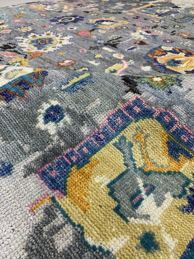 Hand-Knotted Wool Gray Transitional Modern Heriz Serapi Rug, 10' X14'