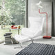 White LeatherSoft Swivel Wing Chair and Ottoman Set