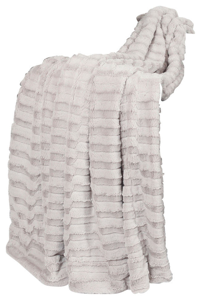 Saga Double Sided Faux Fur Throw, Fog