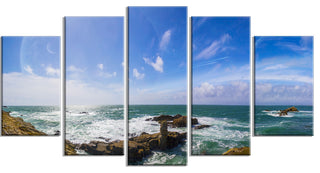"Distant Planet System from Cliffs" Large Wall Artwork, 5 Panels