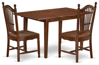 3Pc Rectangle 48/60" Table, 12 In Butterfly Leaf, Two Wood Seat Dining Chairs